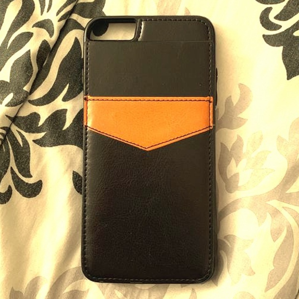 iPhone 7 Plus Black Brown Faux Leather Flip Wallet